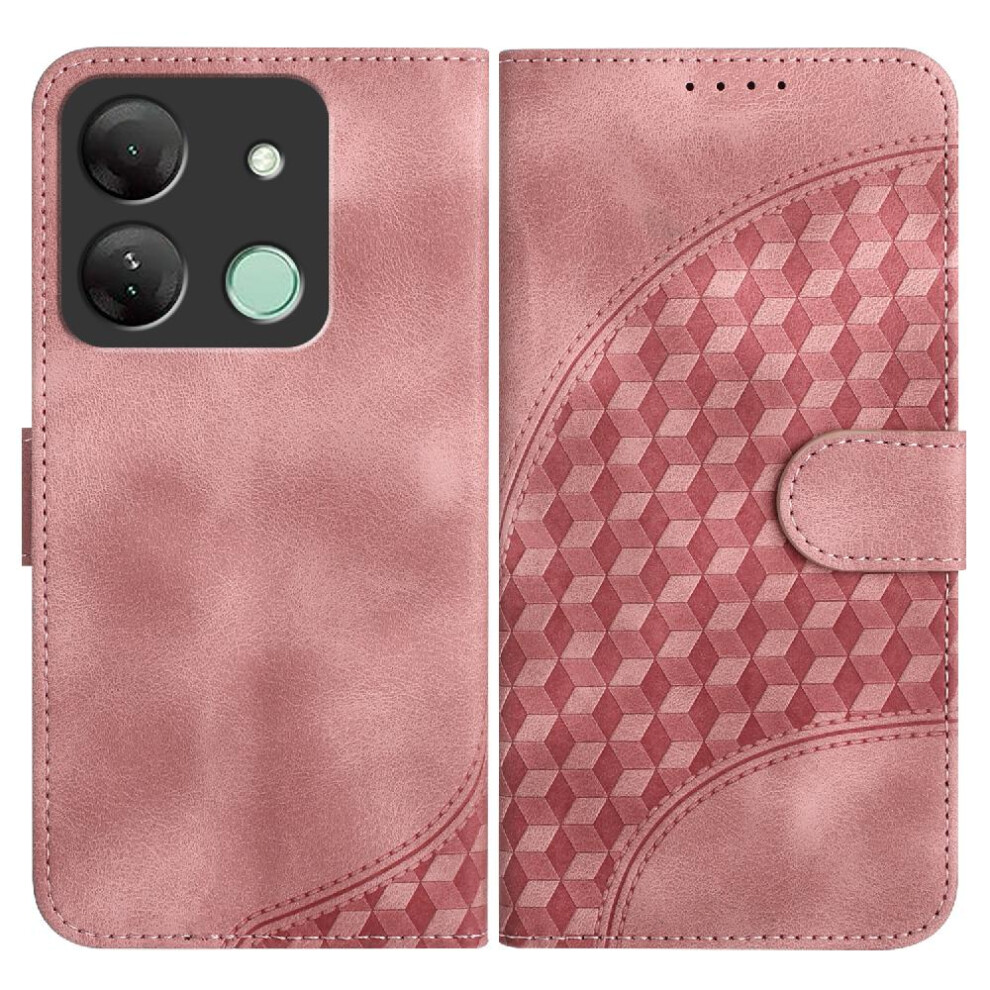 Photos - Case   For Tecno SPARK 7 HD Geometric Pattern PU Leather Flip Cover Magnetic Card Holder Shockproof Leather  Flip B(Pink)