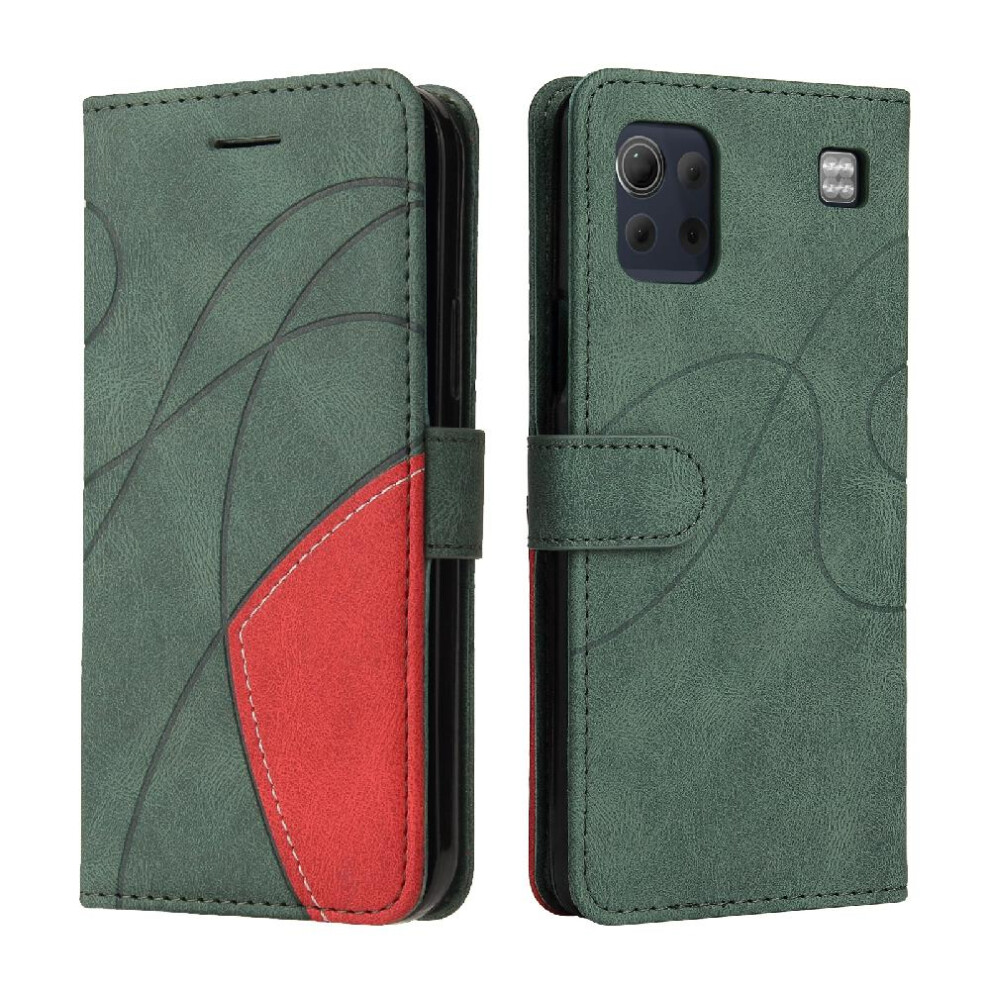 (Green) Case For Lg K92 5G Kickstand Protective Pu Leather Flip Folio Case With Card Slot Stand Two-Color Stitching Green 764762582951