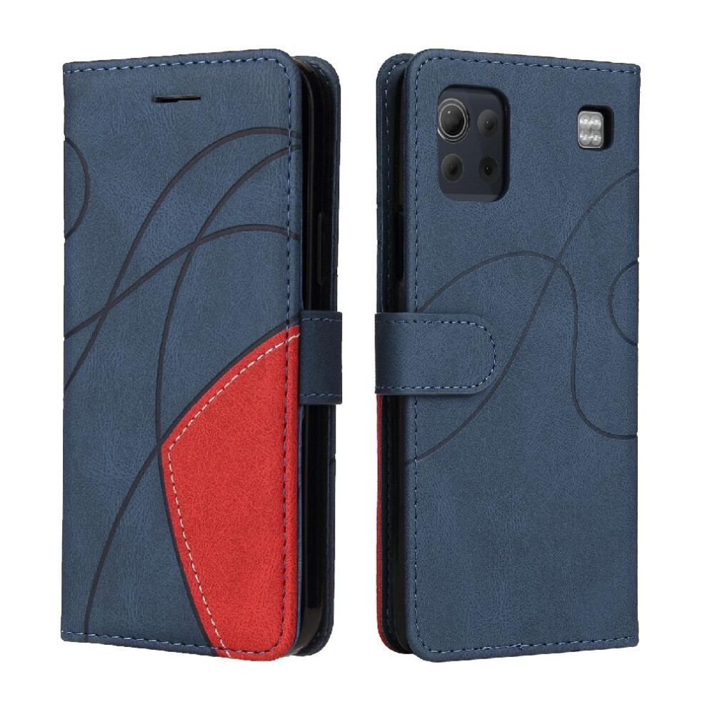 (Blue) Case For Lg K92 5G Kickstand Protective Pu Leather Flip Folio Case With Card Slot Stand Two-Color Stitching Blue 764762582982