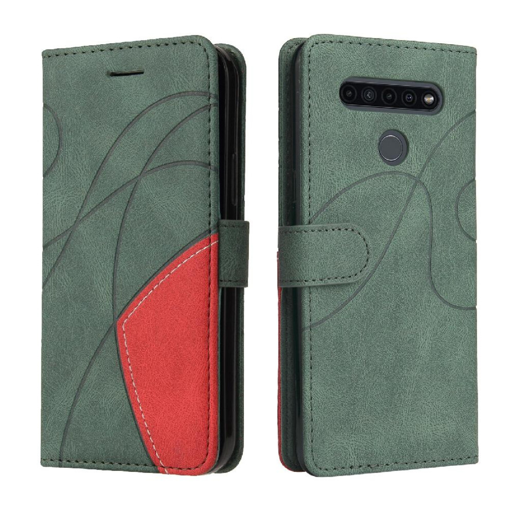 (Green) Case For Lg K41s/K51s Kickstand Protective Pu Leather Flip Folio Case With Card Slot Stand Two-Color Stitching Green 764762583279