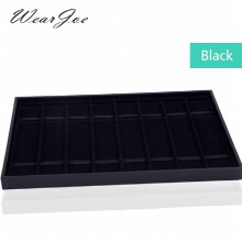 Portable Black/Gray Wrist Watch Storage Packaging Flat Tray 8 Compartment Grid Box Velvet Interior Watch Showcase Stand Holder