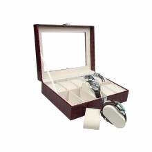 10 Grid Crocodile Skin Texture Watch Case Holder for Men with Window Sponge Wrist Watch Display Case Box Jewelry Organizer