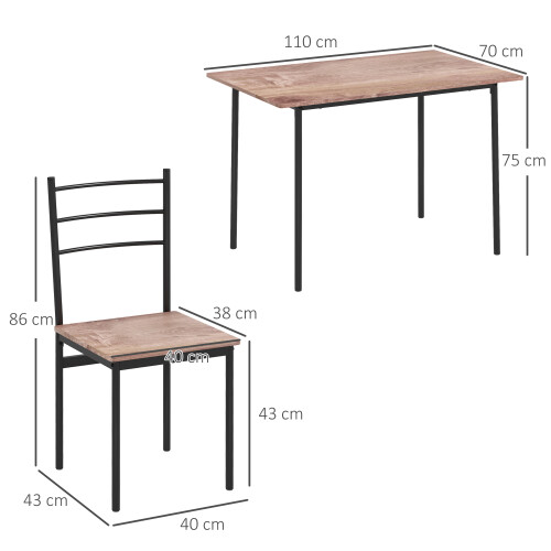 Homcom HOMCOM 5 Piece Dining Table and Chairs Set, Space Saving, Brown and Black 1
