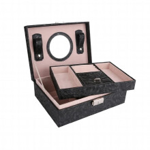 Jewelry Box Velvet Lid Wooden Package Boxes Compartment Hook Smooth Storage Holder Bracelet Rings Travel Women