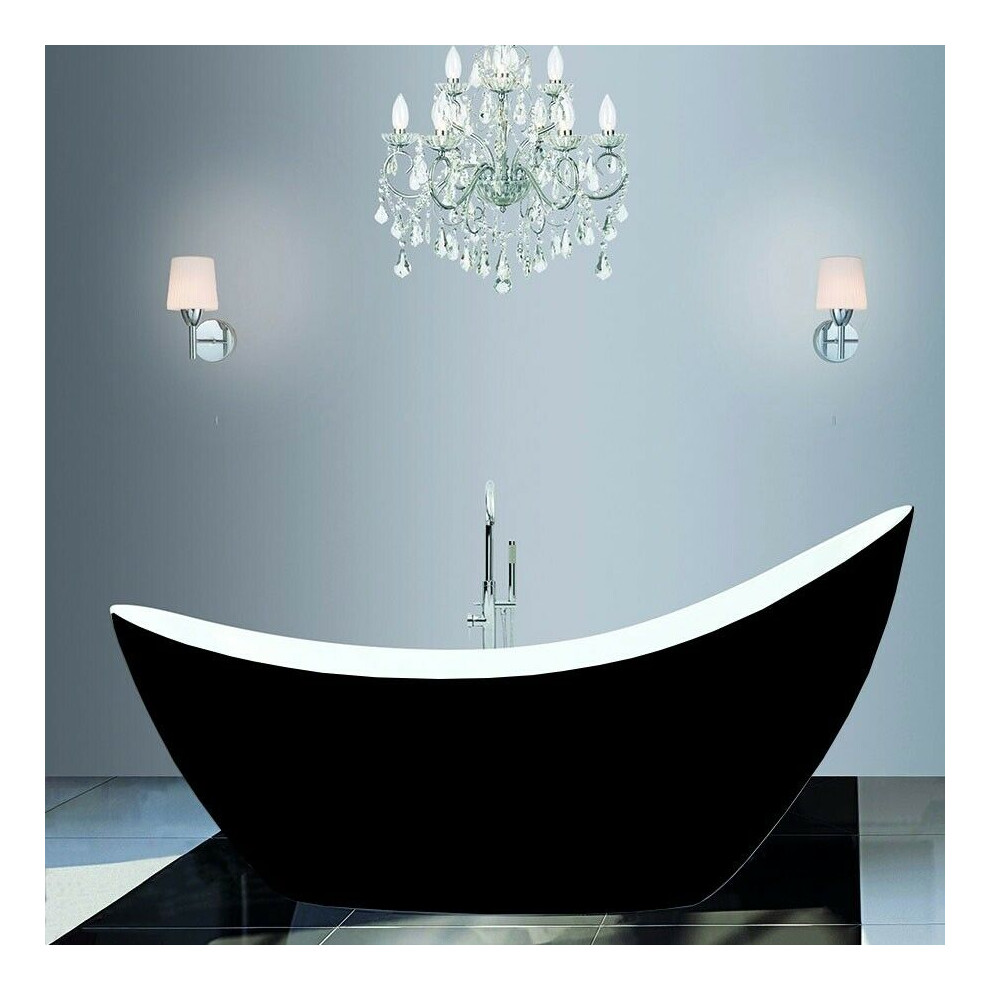 Freestanding Modern Luxury Thin Edged Slipper Bath 1750Mm Black - Picasso By Voda Design 7427136711489