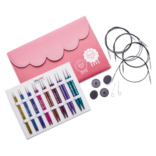 KnitPro Interchangeable Circular Knitting Needle Tips Deluxe Set, Zing, 3.50-8.00mm
