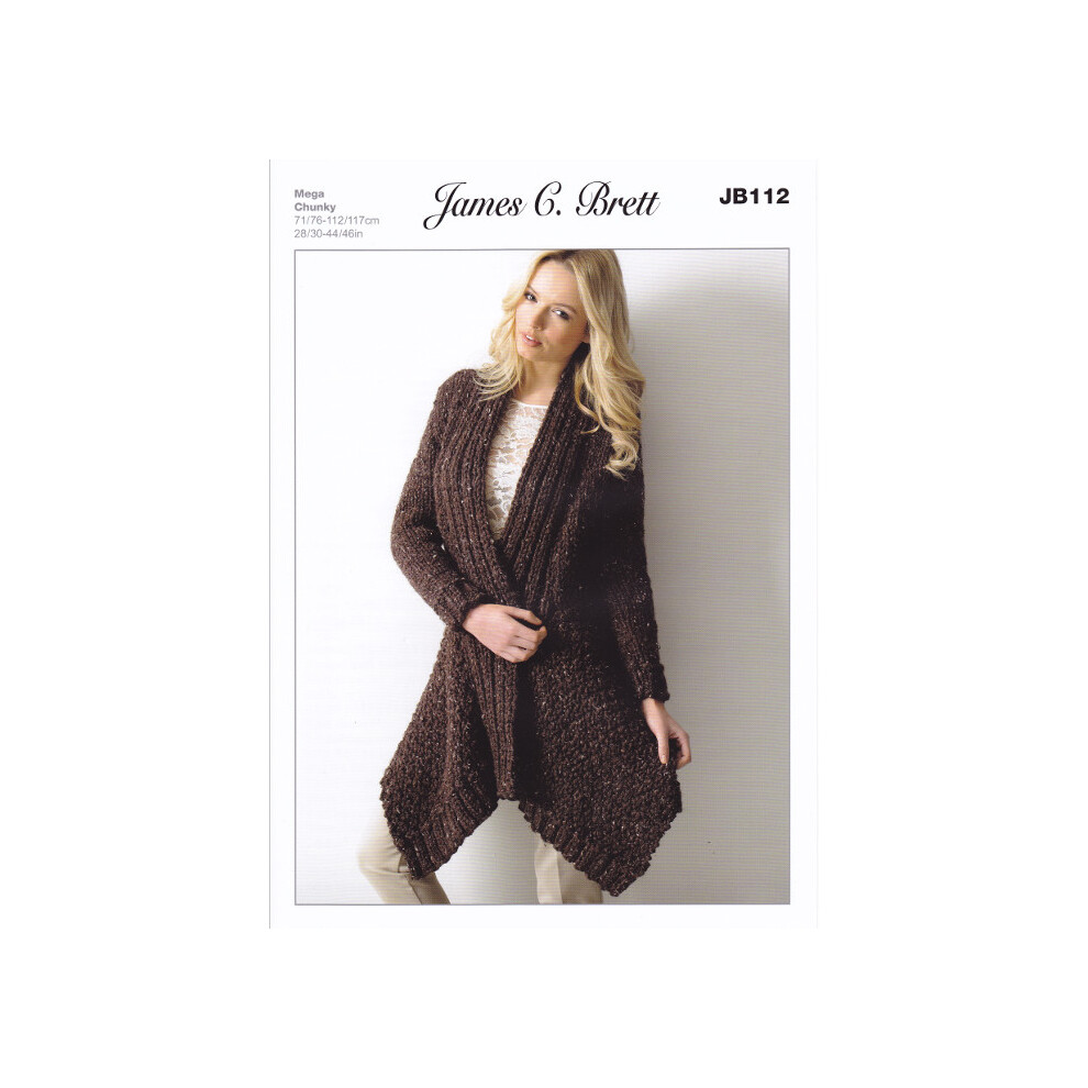 James Brett Mega Chunky Knitting Pattern - JB112 Ladies Long Cardigan