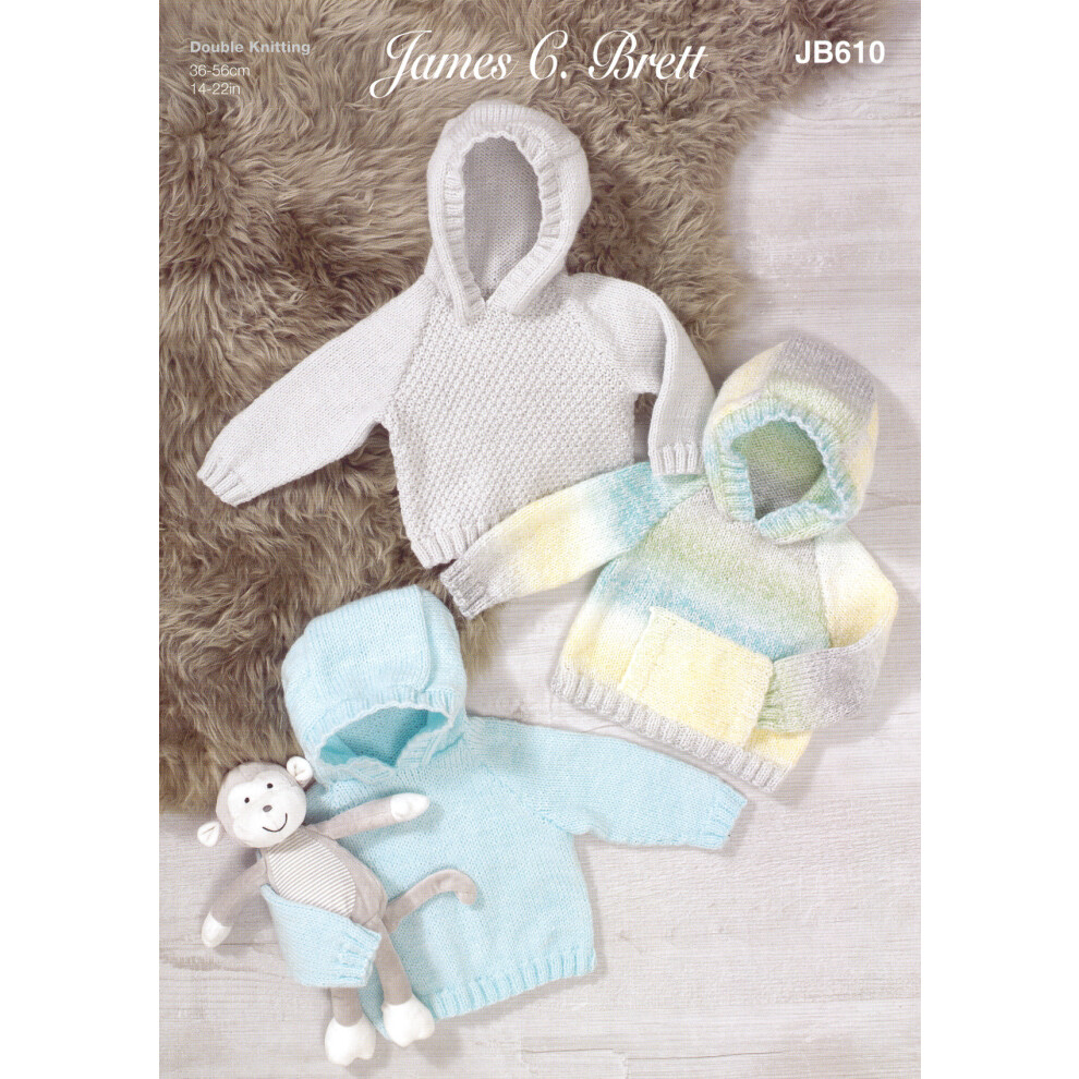 James Brett JB610 DK Knitting Pattern Baby Hoodie