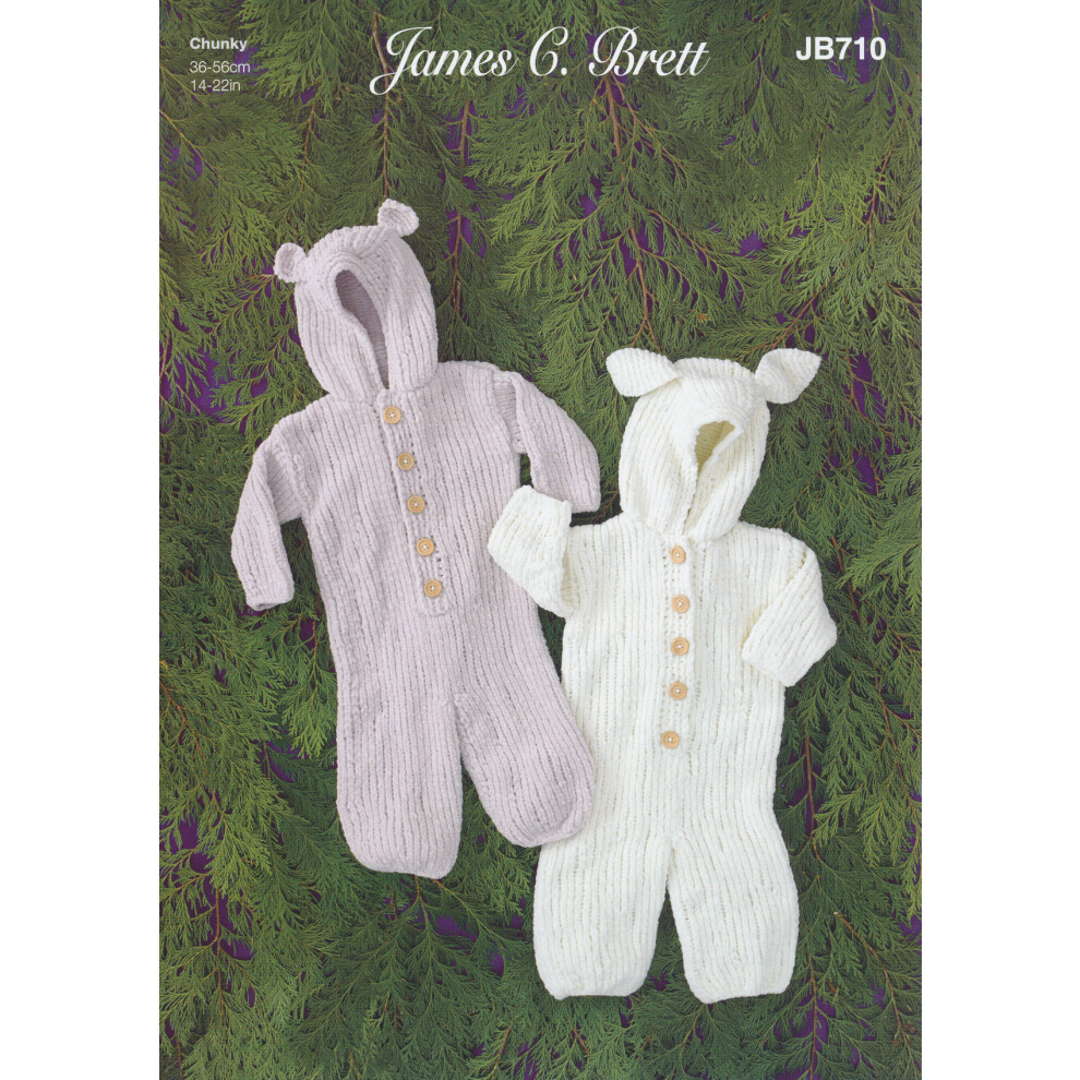 James Brett JB710 Chunky Knitting Pattern Baby Bear or Rabbit All in One