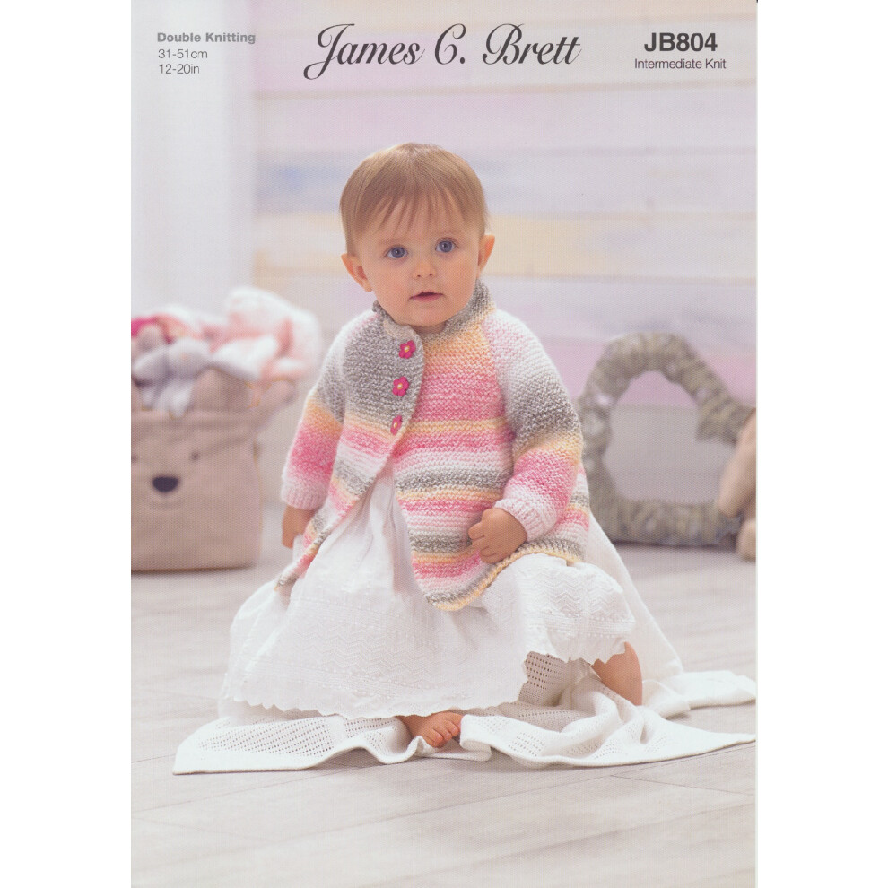 James Brett JB804 DK Knitting Pattern Baby Jacket Cardigan & Hat