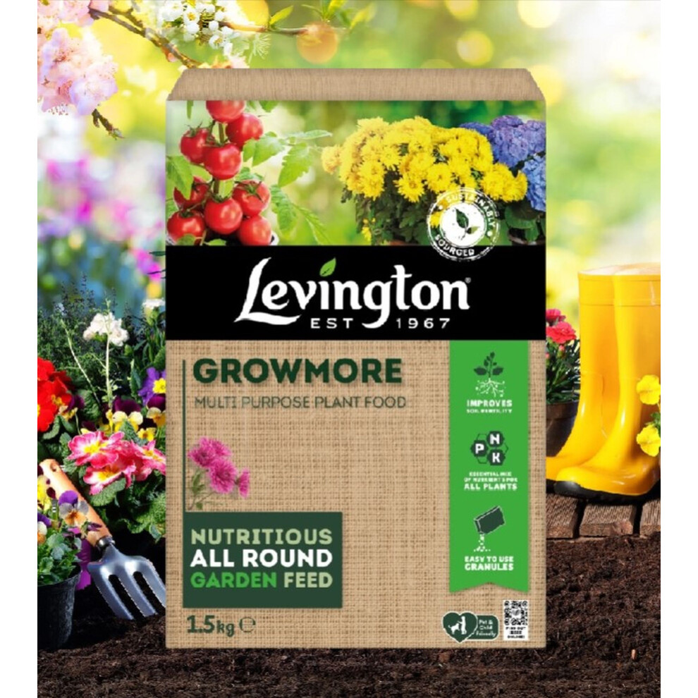 Levington Growmore All Purpose Plant Food Fruit Veg & Flowers 1.5kg