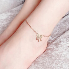 Amulet Anklet for Women Girl Chinese Ancient Longevity Lock Antique Pendant Blessing Good Luck Titanium Steel Jewelry Gift GA130