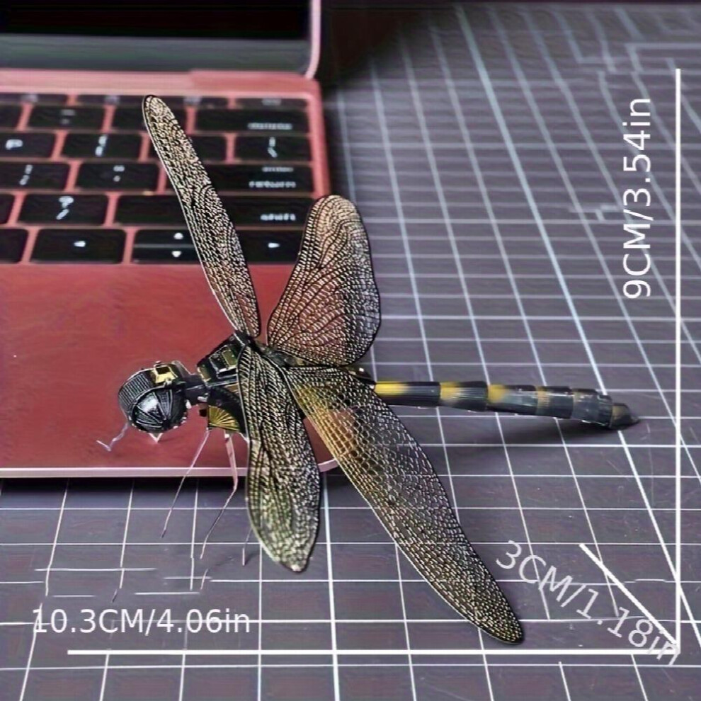 Full Metal Stainless Steel DIY Assembled Model 3D Glue Three dimensional Puzzle Colorful Dragonfly-image-OPC-PCYHFNV-NEW
