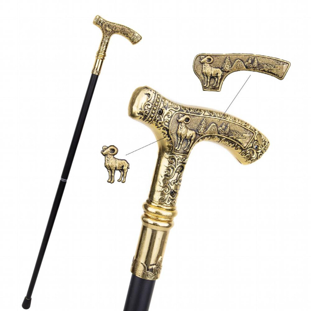 Goat Handle Pattern Walking Stick Party Walking Stick Decorative Cosplay Cane Knob Crosier