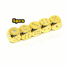 5pcs 1 Metal Golden Dices Bar Supplies Great For Ktv Chess Board Games