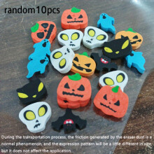 15pcs pack Halloween Student Creative Stationery Cartoon Skull Pumpkin Bat Ghost Shaped Erasers Trick Or Treat Halloween Gift Erasers