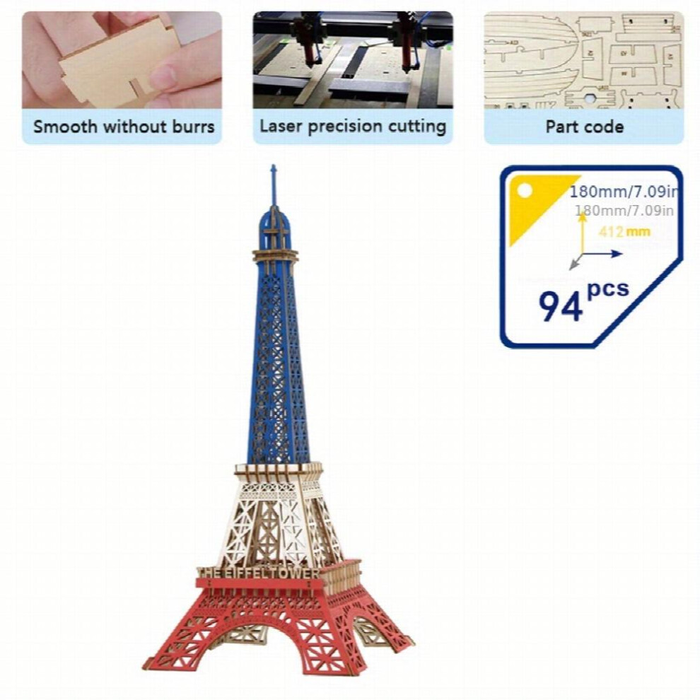 Wooden Paris Iron Tower 3D Three dimensional Jigsaw Puzzle Childrens Educational Assembly Model Class Activity Toy 179 Parts Building Model 3diy Wood-image-OPC-PCYHRRK-NEW