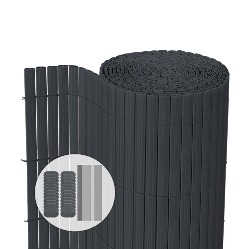 Vounot VOUNOT PVC Privacy Screening Fence 80 x 500 cm Reinforced Struts Grey