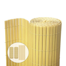 VOUNOT PVC Privacy Screen Fence 80x300 cm - Reinforced Struts, Weatherproof, UV-Resistant, Cut-to-Fit, Bamboo