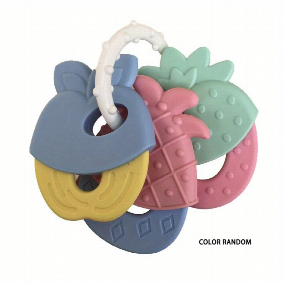 1pc Baby Teething Toys Silicone Baby Teether Freezer BPA Soothe Babies Teething Relief Sore Gums Teether Keys Fruit Shape Teether Set For Infant Boys