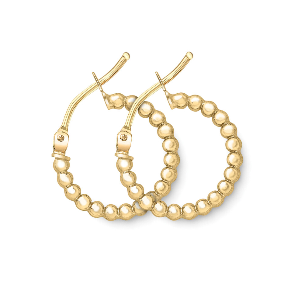 Jewelco London 9ct Gold Beaded Hoop Earrings - ERNR02961
