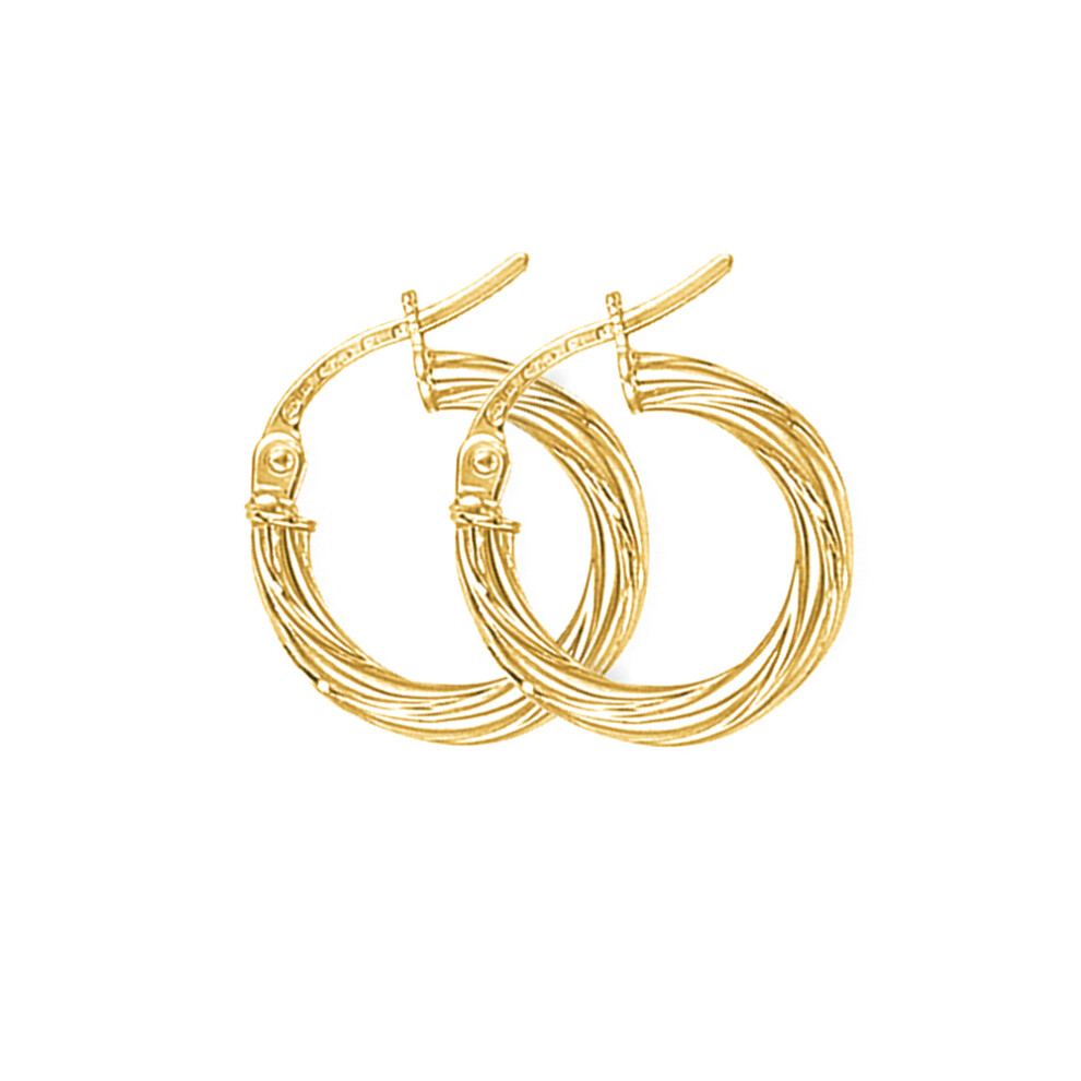 9ct Gold  Liquorice Candy Twist Hoop Earrings - 13mm - ERNR02078