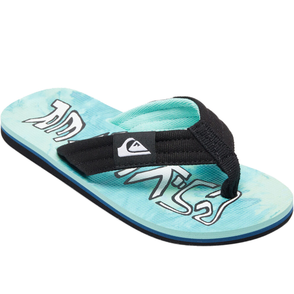 (12K UK, Green/Blue/Yellow) Quiksilver Kids Molokai Layback Summer Beach Sandals Thongs Flip Flops