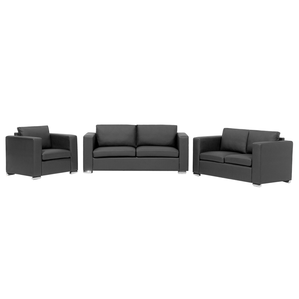Living Room Set HELSINKI Leather Black 6 Seater