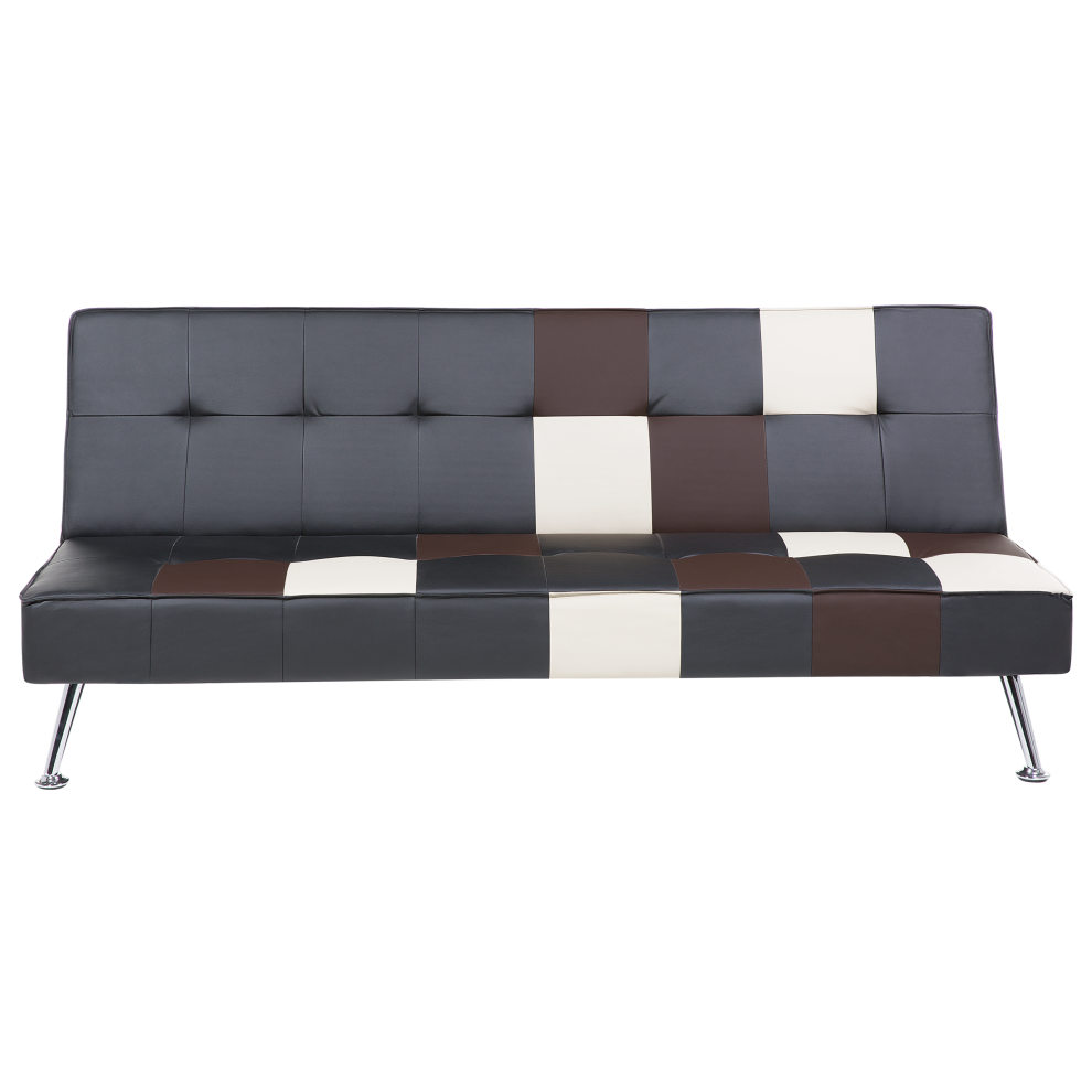 Sofa Bed OLSKER Faux Leather Black 3 Seater