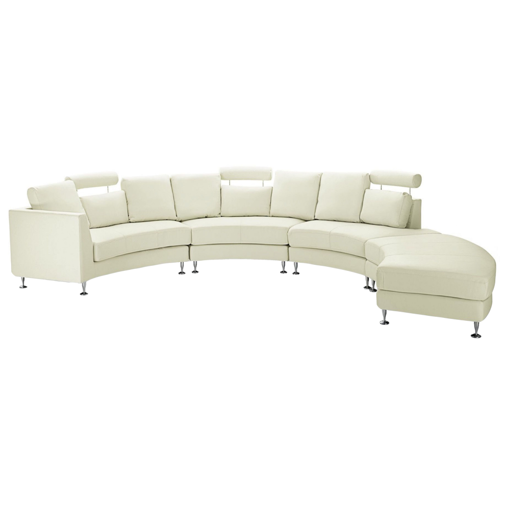7 Seater Curved Leather Modular Sofa Cream Beige ROTUNDE