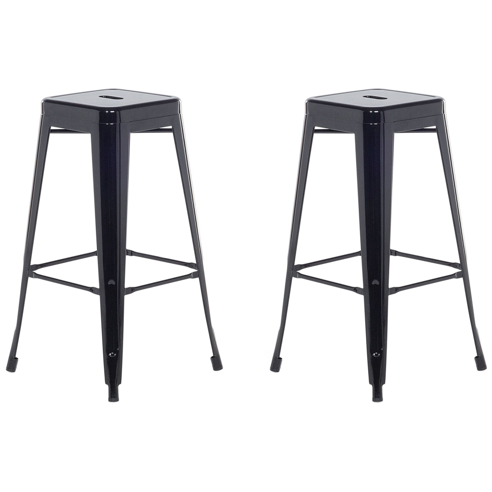 Set of 2 Bar Stools CABRILLO Metal Black