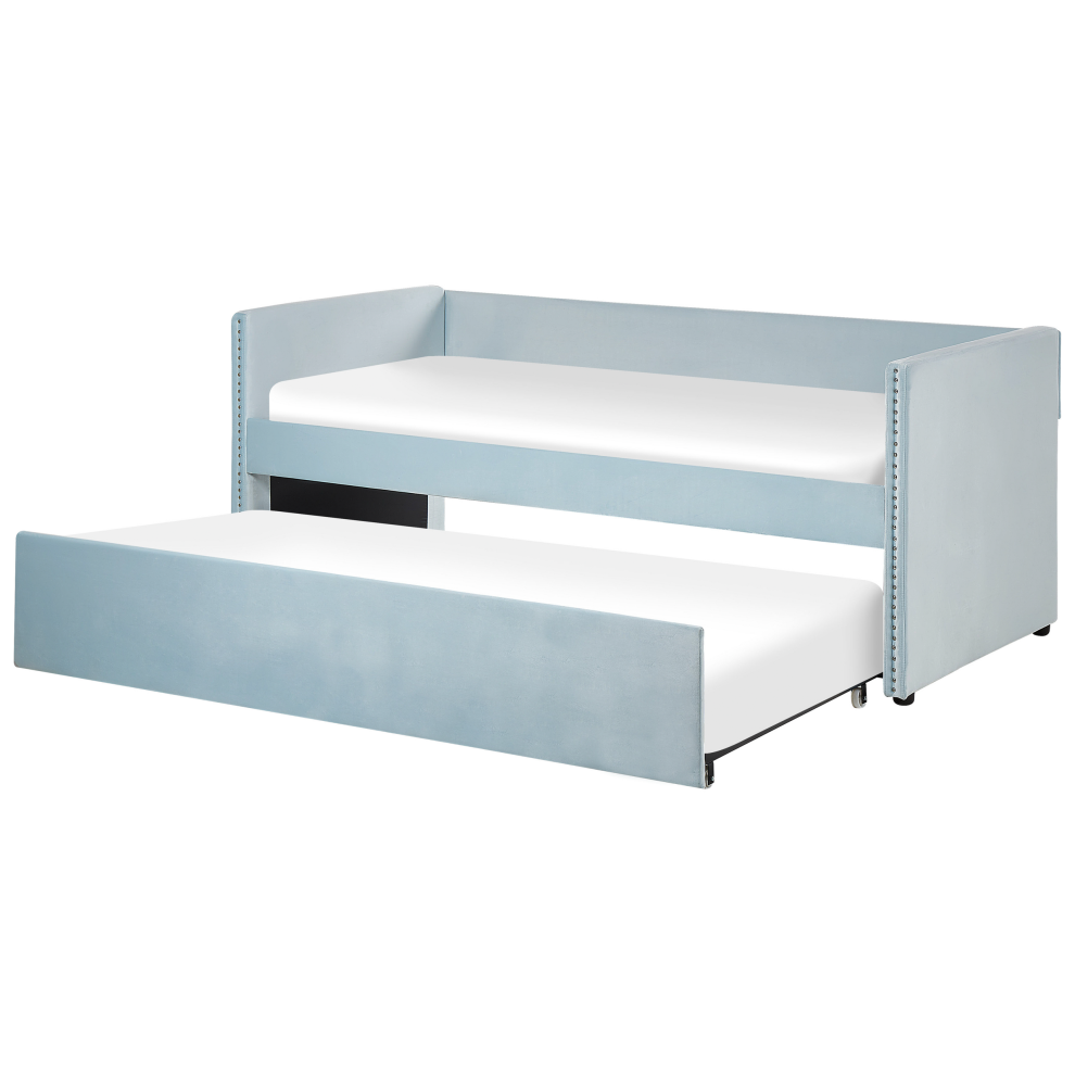 Trundle Bed Velvet TROYES 90 x 200 cm (EU Single) Light Blue