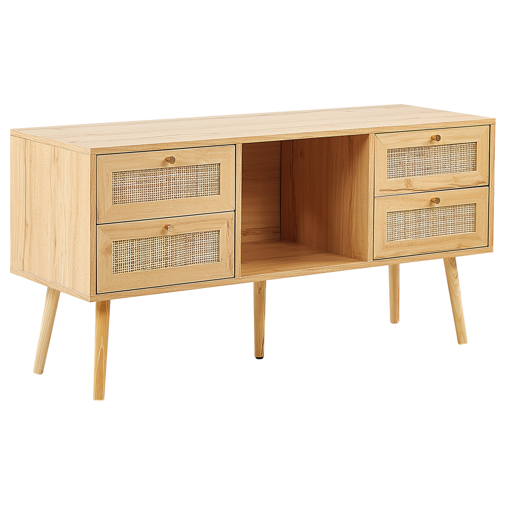 TV Stand PEROTE Rattan Light Brown