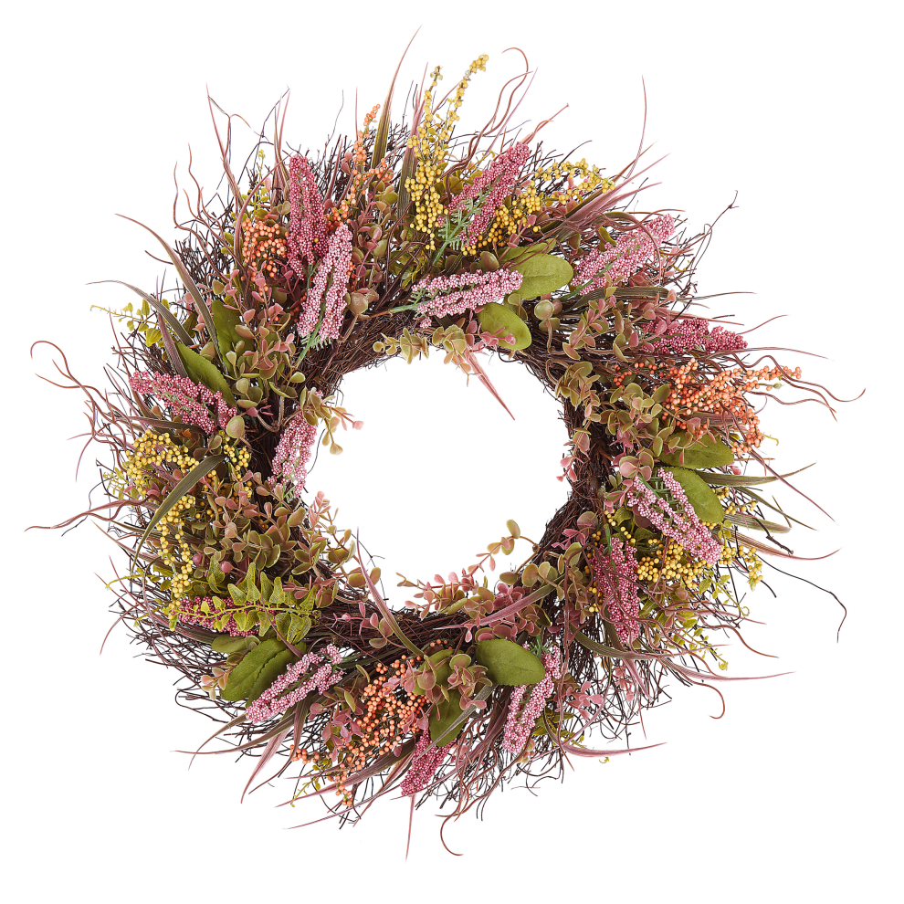 Decorative Wreath ø 50 cm Pink and Green GUANCHA