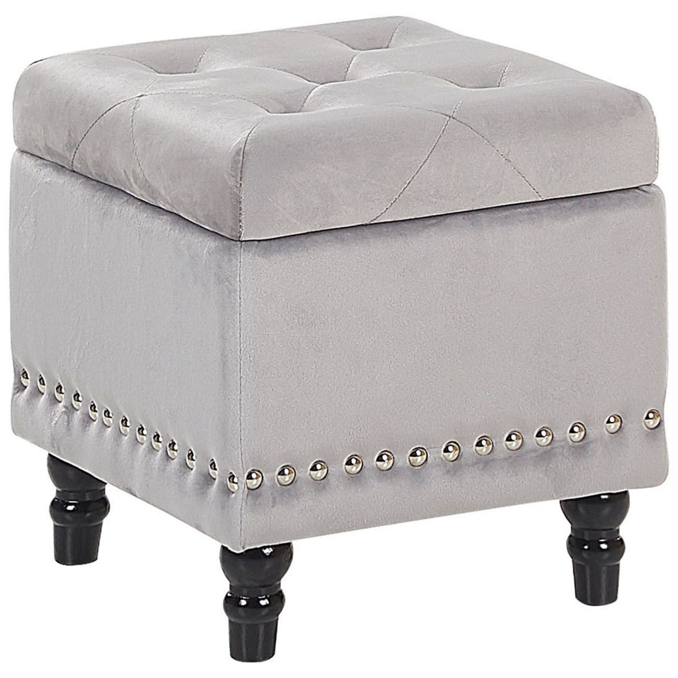 Pouffe LORETTO Light Grey Velvet 37 cm 37 cm