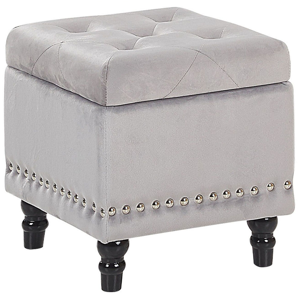 Storage Pouffe LORETTO Velvet Light Grey 37 cm 37 cm 40 cm