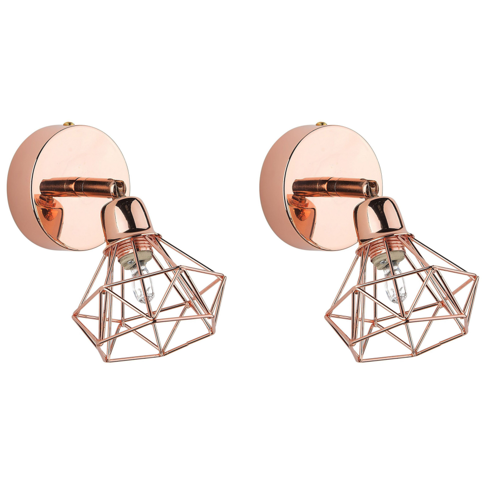 Set of 2 Spotlight Lamps ERMA Adjustable Metal Copper