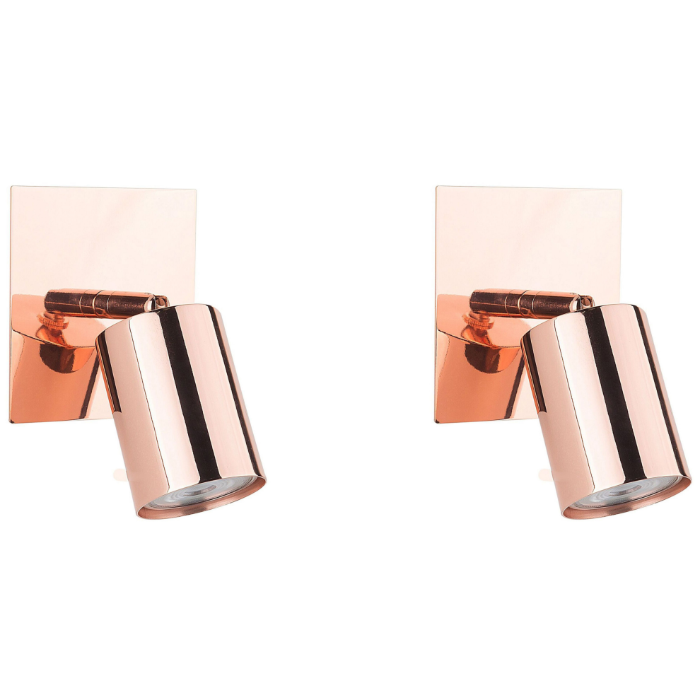 Set of 2 Spotlight Lamps TIGRIS Adjustable Metal Copper