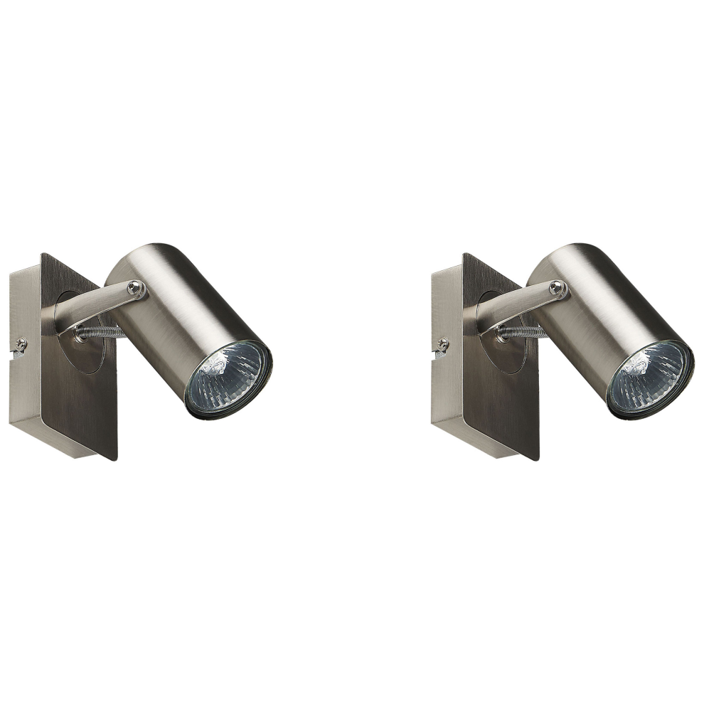 Set of 2 Spotlight Lamps KLIP Adjustable Metal Silver