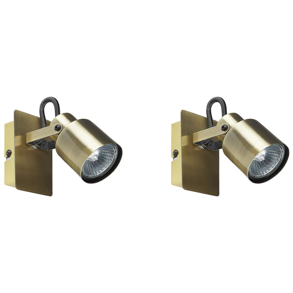 Set of 2 Spotlight Lamps BONTE Adjustable Metal Brass