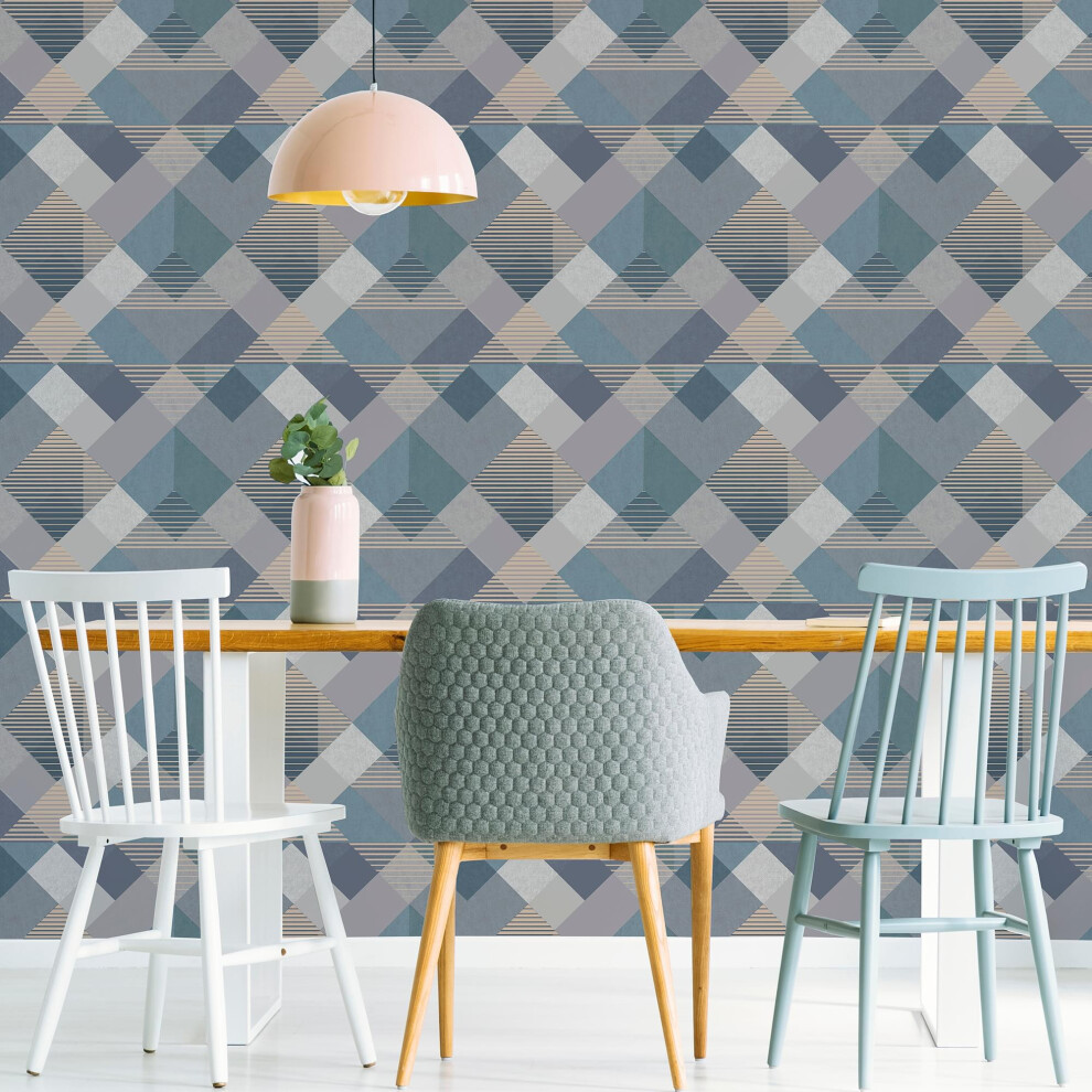 Superfresco Easy Kaleidoscope Geometric Denim Wallpaper