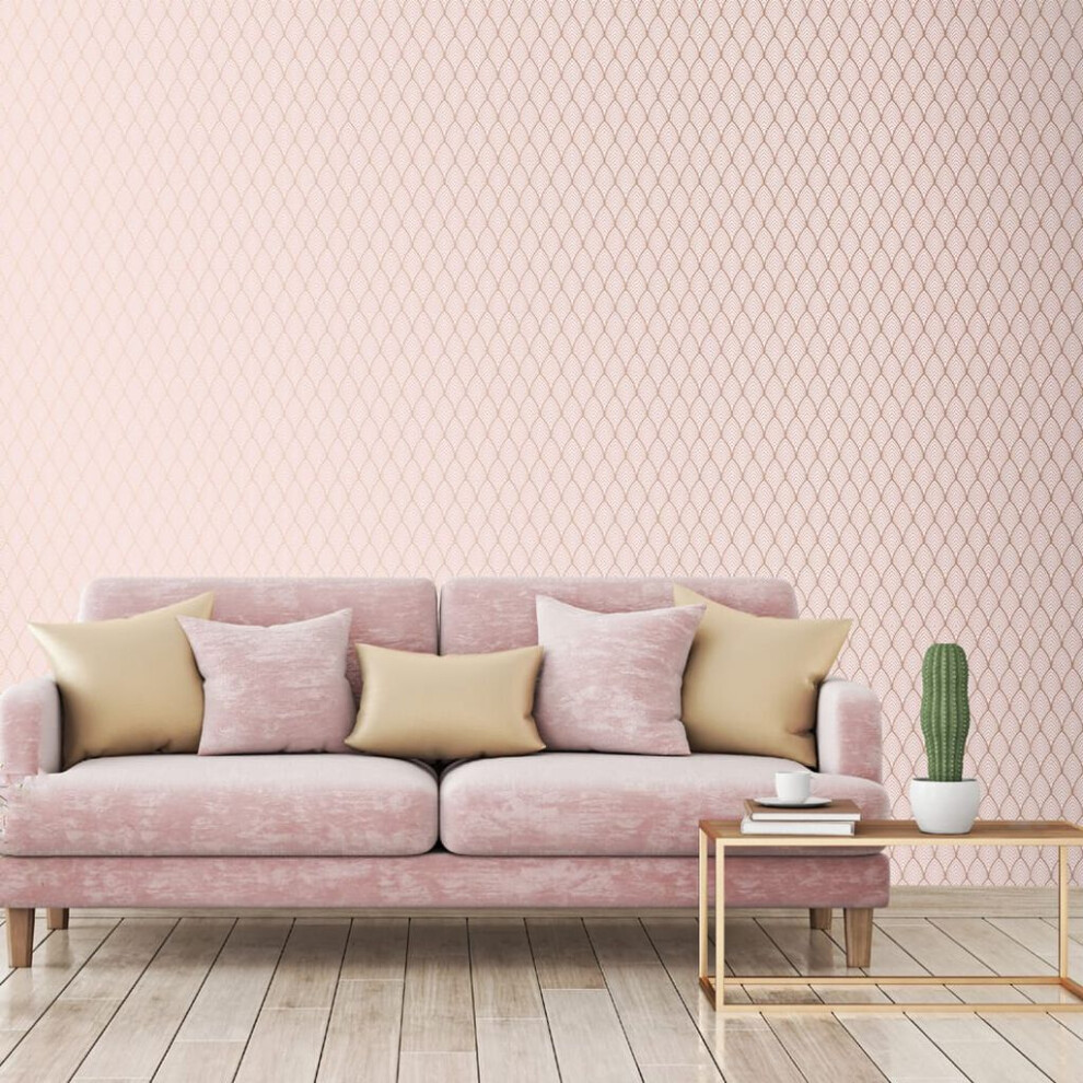 Superfresco Easy Pink Bercy Metallic Art Geometric Wallpaper