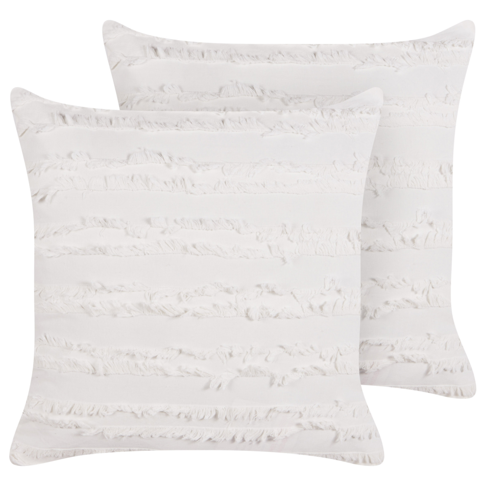 Set of 2 Decorative Cushions MAKNEH Cotton 45 x 45 cm White Solid
