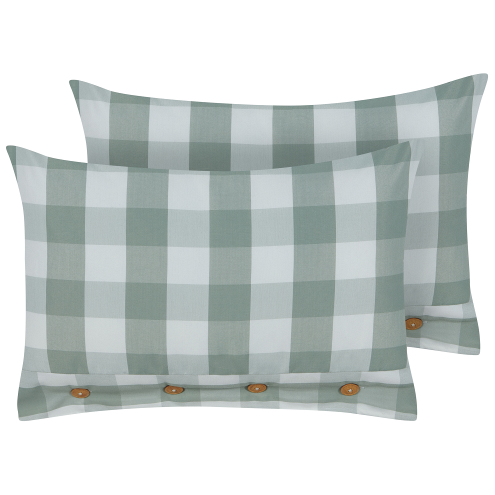 Set of 2 Decorative Cushions TAMNINE 40 x 60 cm Mint Green Checked