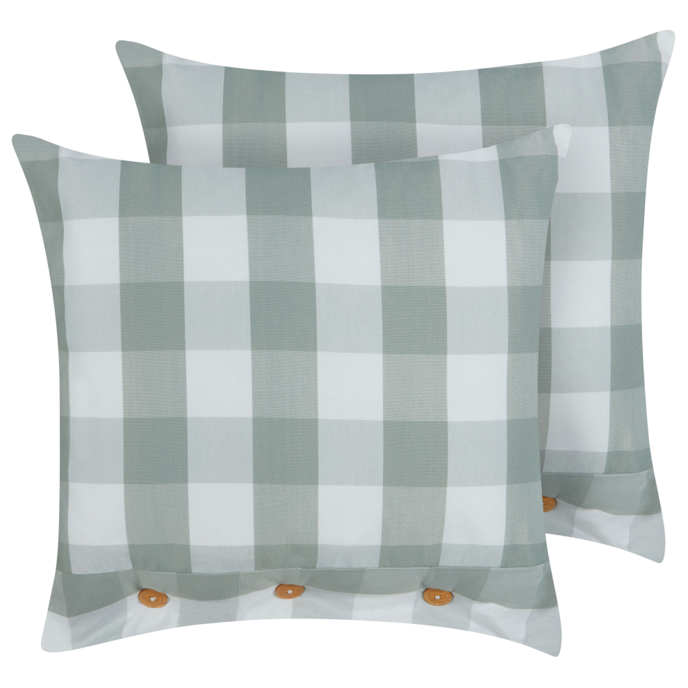 Set of 2 Decorative Cushions TAMNINE 45 x 45 cm Mint Green Checked