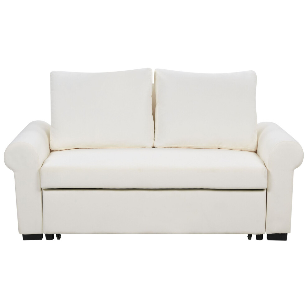 Sofa Bed SILDA Fabric White 2 Seater