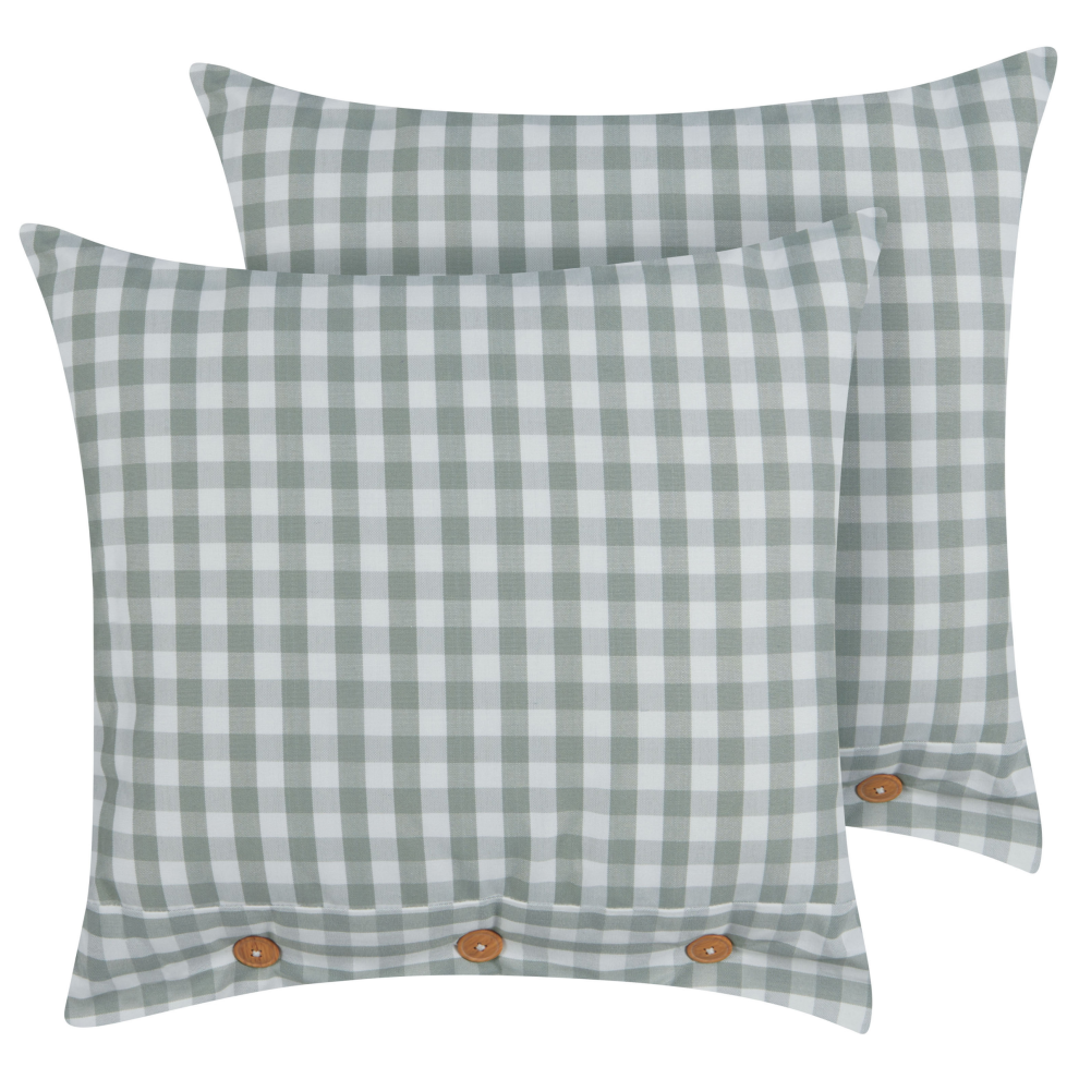 Set of 2 Decorative Cushions TALYA 45 x 45 cm Mint Green Checked