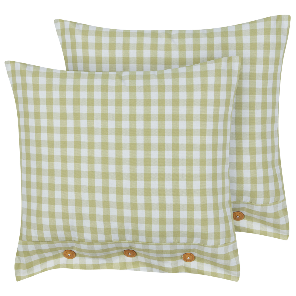 Set of 2 Decorative Cushions TALYA 45 x 45 cm Olive Green Checked
