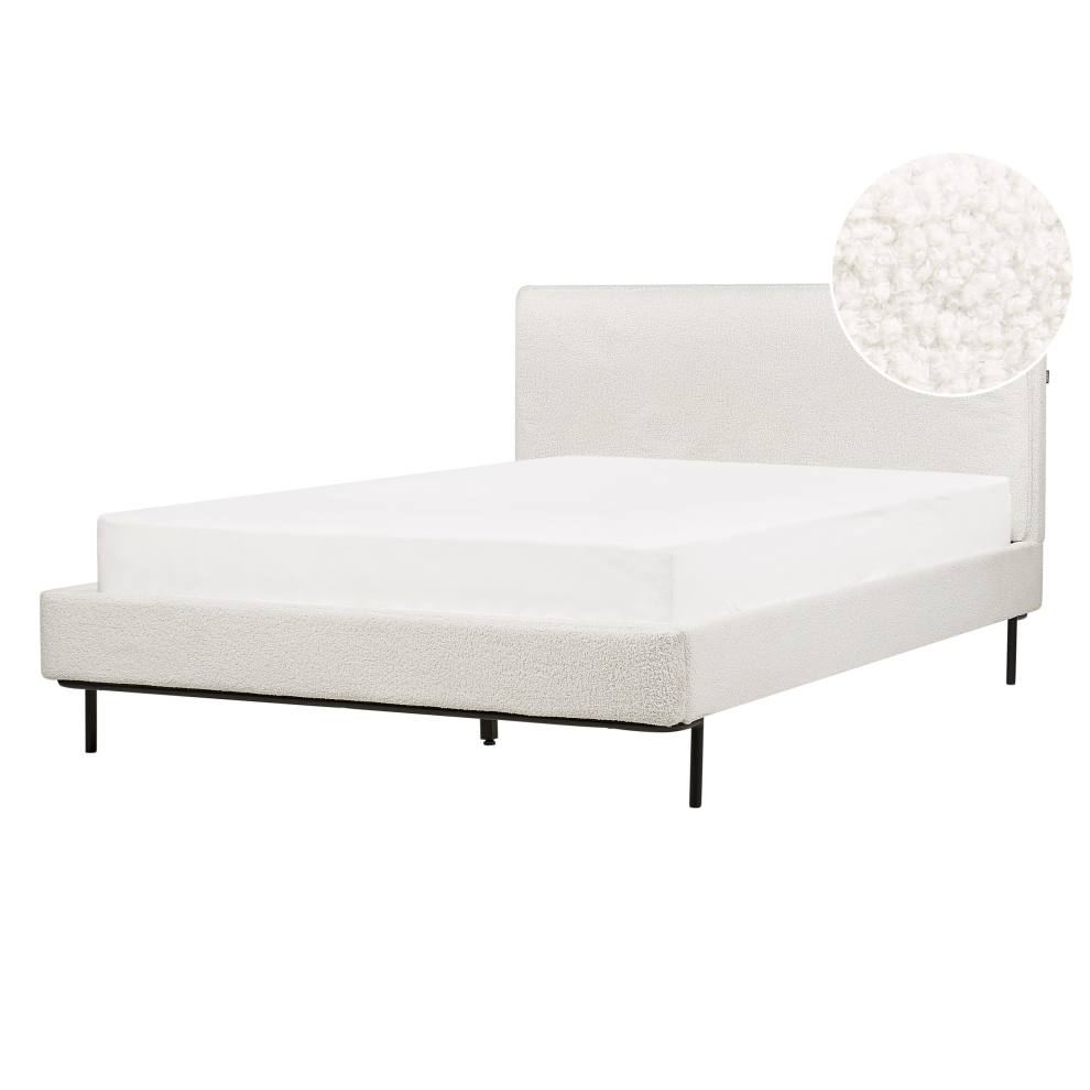 Bed Boucle CORIO 140 x 200 cm (EU Double) Off-White