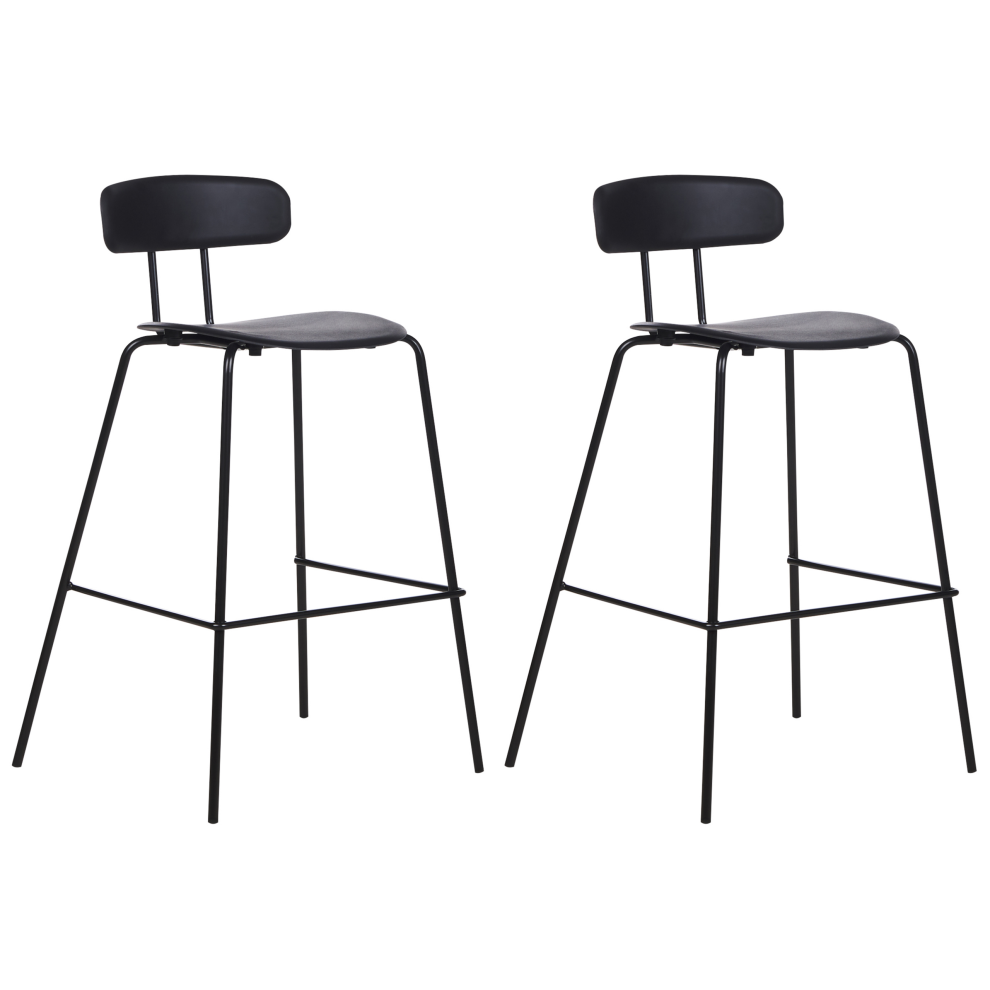 Set of 2 Bar Chairs SIBLEY Black